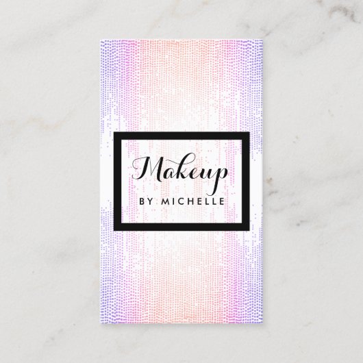 明るいカラフル紙吹雪ドットのメイクアップアーティスト 名刺 (正面)