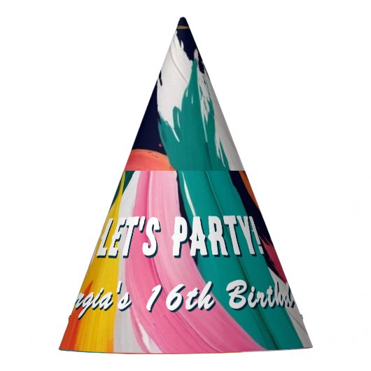 明るいカラフル絵を描抽象芸術効果パーソナライズされた パーティーハット (正面)