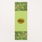 明るいカラフル緑と黄色のペイズリー ヨガマット (正面)
