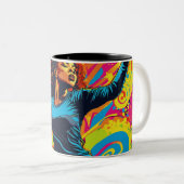 明るいカラフル自信のある女の子のイメージマグ ツートーンマグカップ (正面右)