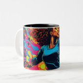 明るいカラフル自信のある女の子のイメージマグ ツートーンマグカップ (正面左)