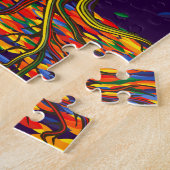 明るいカラフル色を使った葉レインボーの木 ジグソーパズル (側面)