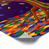 明るいカラフル色を使った葉レインボーの木 ポスター (角)