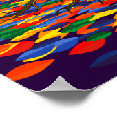 明るいカラフル色を使った葉レインボーの木 ポスター (角)