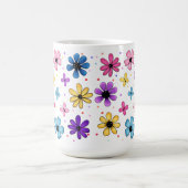明るいカラフル花と蝶 コーヒーマグカップ (中央)