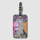 明るいカラフル花パーソナライズされた ラゲッジタグ (正面縦)
