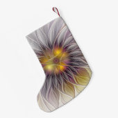 明るいカラフル花抽象芸術フラクタル美術名 スモールクリスマスストッキング (裏面 (吊り時))