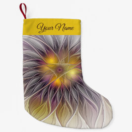 明るいカラフル花抽象芸術フラクタル美術名 スモールクリスマスストッキング