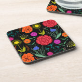 明るいカラフル花6ピース コースター (左側)
