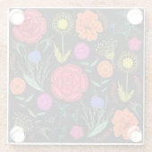 明るいカラフル花 ガラスコースター (裏面)