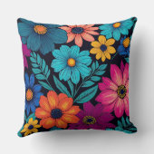 明るいカラフル花 クッション (裏面)