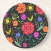 明るいカラフル花 コースター (正面)