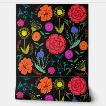 明るいカラフル花（黒）