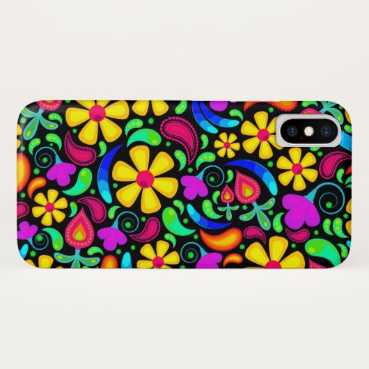 明るいカラフル花iPhone Xケース Case-Mate iPhoneケース (裏面(横))