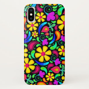 明るいカラフル花iPhone Xケース iPhone X ケース