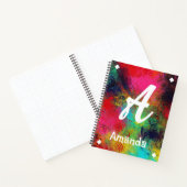 明るいカラフル芸術と白いモノグラム ノートブック (内部)