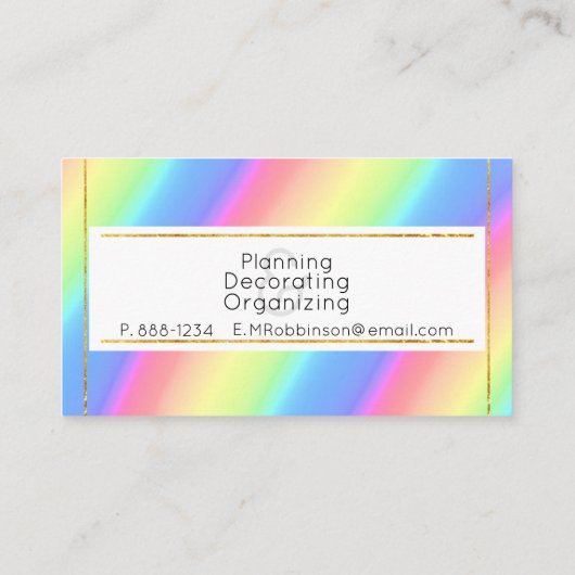 明るいカラフル虹のグラデーションカラー 名刺 (裏面)