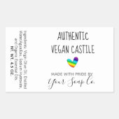 明るいカラフル虹のハート石鹸ラベル 長方形シール (正面)