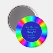 明るいカラフル虹の結婚式の日付を保存 マグネット (正面/裏面)