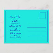 明るいカラフル虹の結婚式の日付を保存 案内ポストカード (裏面)