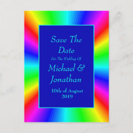 明るいカラフル虹の結婚式の日付を保存 案内ポストカード