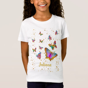 明るいカラフル蝶のギフパーソナライズされたト Tシャツ