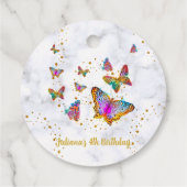 明るいカラフル蝶の誕生日パーティー フェイバータグ (裏面)