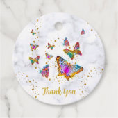 明るいカラフル蝶の誕生日パーティー フェイバータグ (正面)