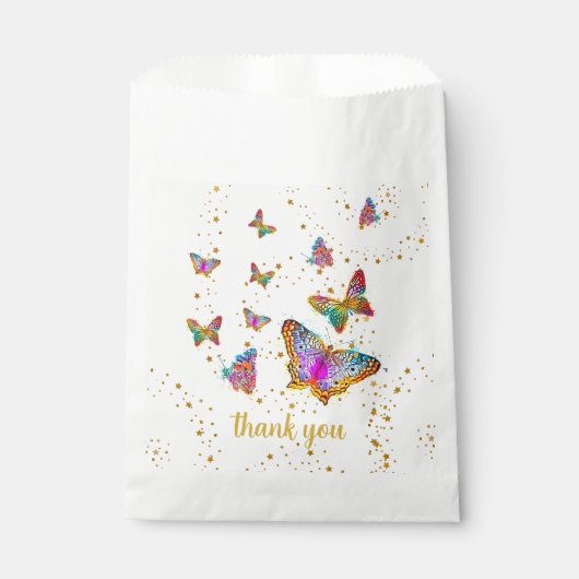 明るいカラフル蝶の誕生日パーティー フェイバーバッグ (正面)