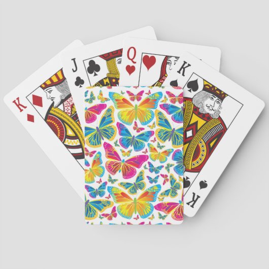 明るいカラフル蝶ピンク遊のカード トランプ (裏面)
