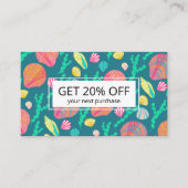 明るいカラフル貝殻と海苔が可愛い 割引カード (正面)