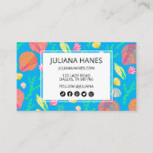 明るいカラフル貝殻と海藻の模様のアイコン 割引カード (裏面)