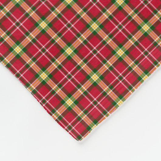 明るいカラフル赤と緑のクリスマスプレド フリースブランケット (角)