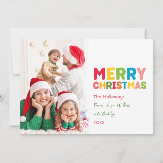 明るいカラフル陽気なクリスマス一枚写真 シーズンカード (正面)