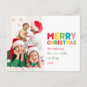 明るいカラフル陽気なクリスマス一枚写真 シーズンポストカード (正面)