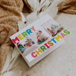 明るいカラフル陽気なクリスマス折り曲げ3写真 シーズンカード<br><div class="desc">休日のシーズンの喜びと魔法をキャプチャし、このユニークとフェスティバル、カラフルと明るいメリークリスマスを折り畳んだ3写真のホリデーカード。赤シンプル色、緑、黄、青、オレンジ、ピンクのレインボーカラーデザインを備え、明るい雰囲気を鮮やか醸し出している。クリエイティブとミニマリストのアプローチは、はっきりしたタイポグラフィと共に、オリジナルとトレンディーtouchを追加する。ハートの子どもや子どもたちに最適なデザインで、明るく感じ、明カジュアルるい言葉で幸福を広げる。12祝月のスタイルで楽しい挨拶！</div>
