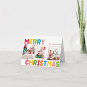 明るいカラフル陽気なクリスマス折り曲げ3写真 シーズンカード (正面)
