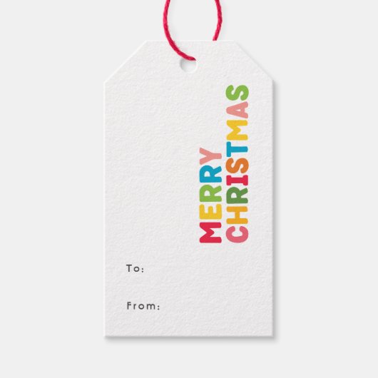 明るいカラフル陽気な聖降誕祭の行き来の ギフトタグ (正面)