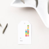 明るいカラフル陽気な聖降誕祭の行き来の ギフトタグ