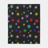 明るいカラフル雪の黒かわいらしい背景 フリースブランケット (正面)