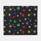 明るいカラフル雪の黒かわいらしい背景 フリースブランケット (正面(横))