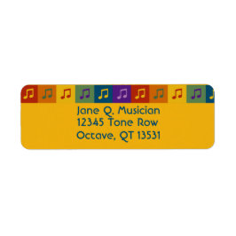 明るいカラフル音符の差出人住所ラベル ラベル