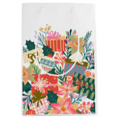 明るいカラフル願い |クリスマス休暇 ミディアムペーパーバッグ (正面)