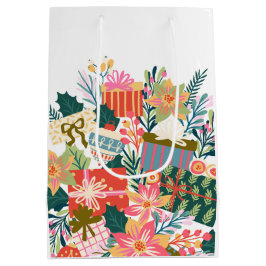 明るいカラフル願い |クリスマス休暇 ミディアムペーパーバッグ