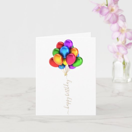 明るいカラフル風船 |ハッピーバースデースクリプト カード (蘭)