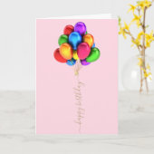 明るいカラフル風船 |ハッピーバースデースクリプト カード (黄色い花)