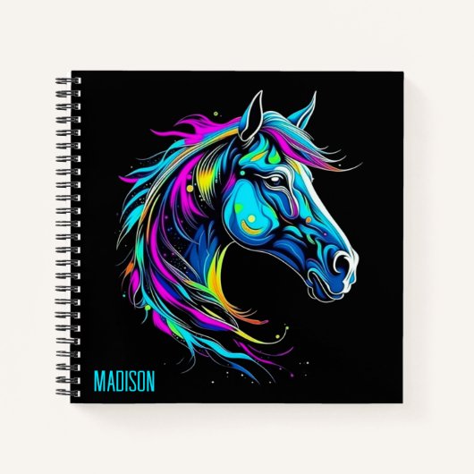 明るいカラフル馬 ノートブック (正面)