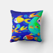 明るいカラフル魚のパタ絵画ーン。買今 クッション (裏面)