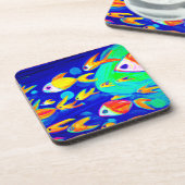 明るいカラフル魚のパタ絵画ーン。買今 コースター (左側)