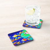 明るいカラフル魚のパタ絵画ーン。買今 コースター (右側)